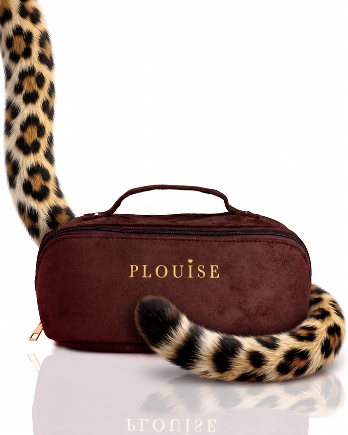Borsa per il trucco marrone modalità ghepardo