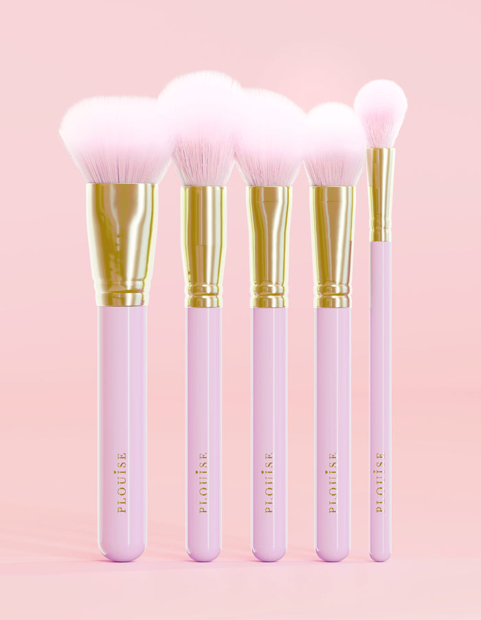 Set di pennelli per il viso viola da 5 pezzi Precision Puffs