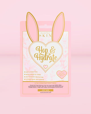 Pink pack of Hop & Hydrate face sheet mask in strawberry shortcake