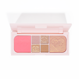 Un'immagine della palette P.Louise Fluffy Fantasy Mini Eyes & Face con matt cremosi e riflessi burrosi in una gamma di tonalità rosa e neutre